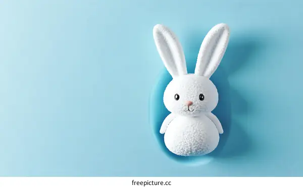 Cute White Easter Bunny in Egg Shape