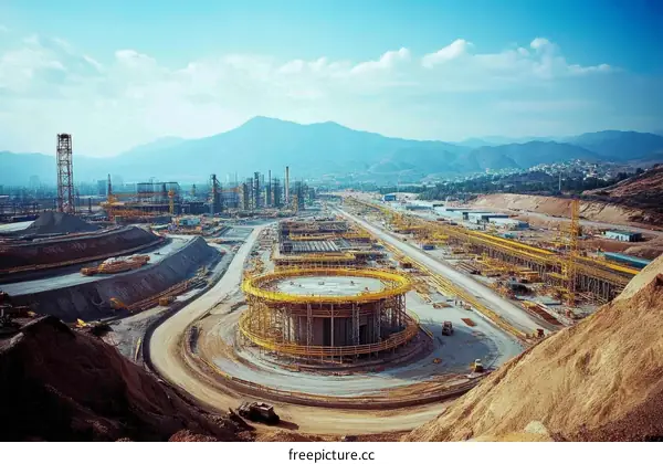 Under Construction Oil Refinery Facility Landscape