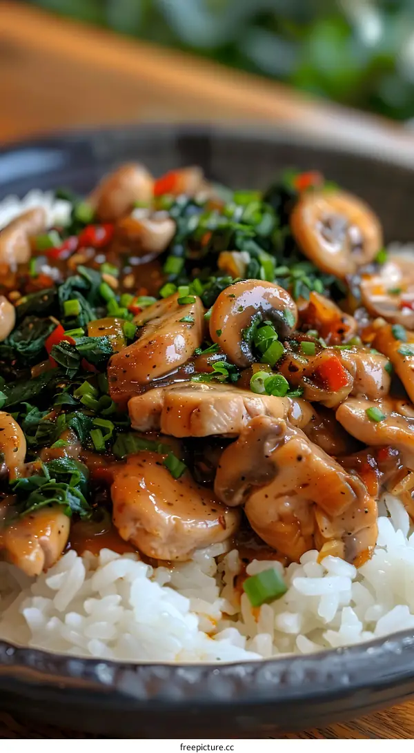 Chicken and Mushroom Stir Fry with Rice