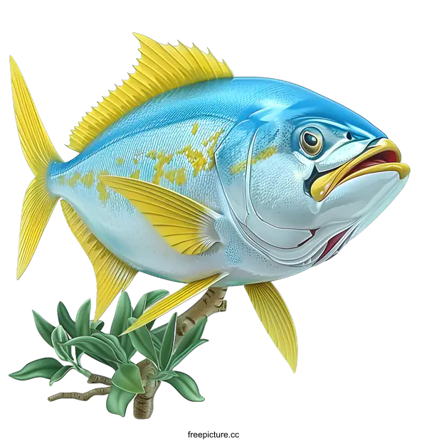 [Transparent Background PNG]Blue and Yellow Fish Illustration