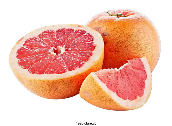 [Transparent Background PNG]Freshly Cut Pink Grapefruit On White Background