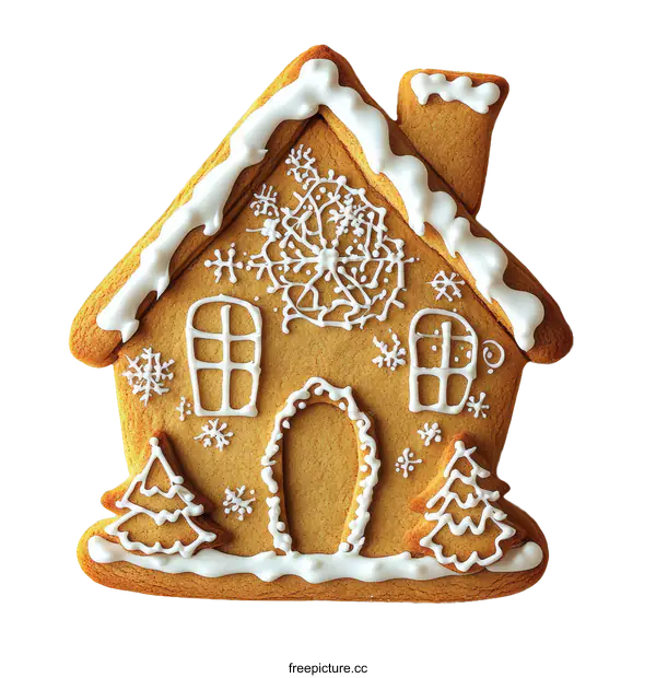 [Transparent Background PNG]Decorated Gingerbread House Cookie