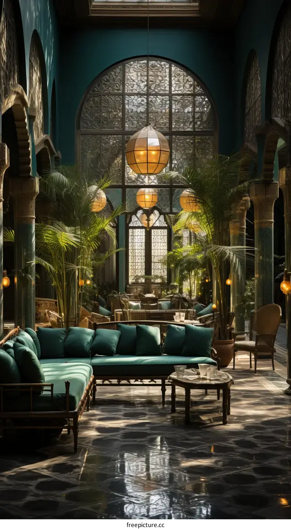 Luxury Green Living Room with Moroccan Design