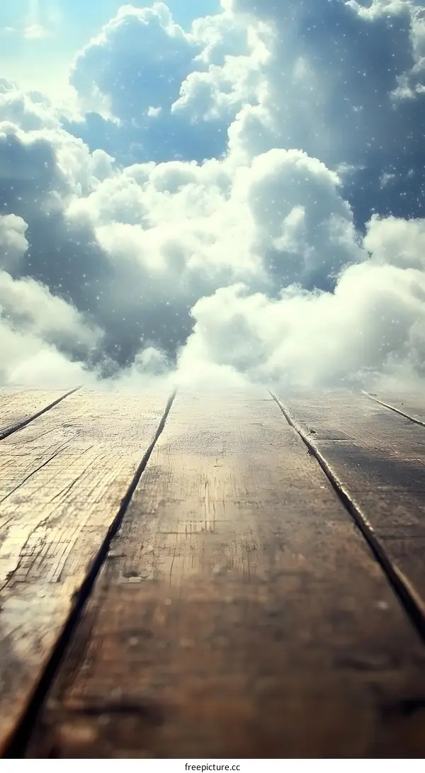 Wooden Plank Under Cloudy Sky