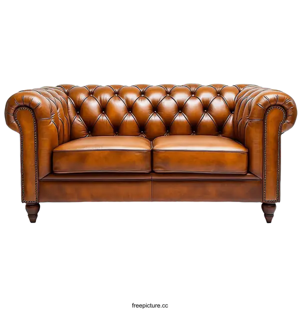 [Transparent Background PNG]Classic Chesterfield Leather Sofa
