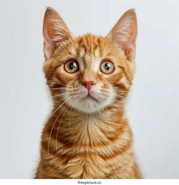 A Ginger Cat Looking Up with Curiosity