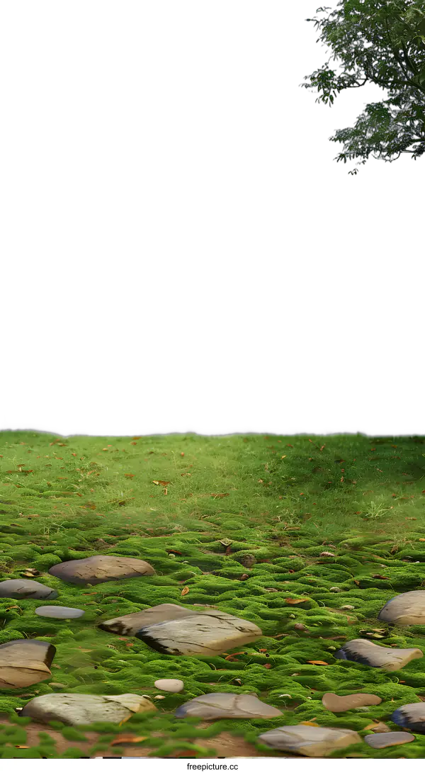 [Transparent Background PNG]Green Grass and Stones Background Image