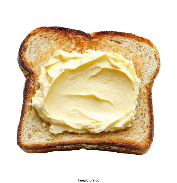 [Transparent Background PNG]Close Up of Butter on Toasted Bread