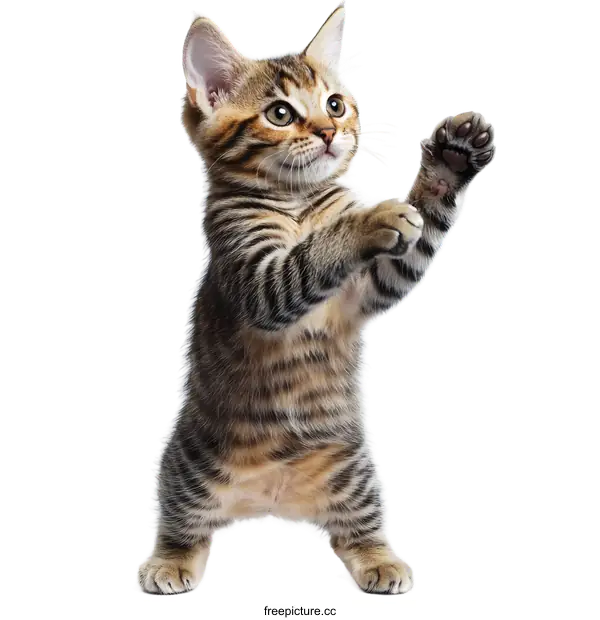 [Transparent Background PNG]Playful Kitten Standing on Hind Legs