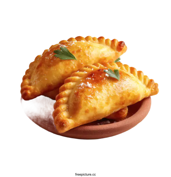 [Transparent Background PNG]Delicious Empanadas on Terracotta Dish