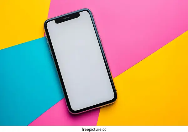 Modern Smartphone on Colored Background