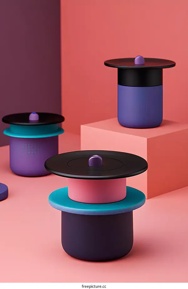 Colorful Stacked Containers with Lids