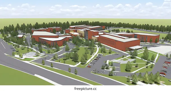 Aerial View of New School Campus Design