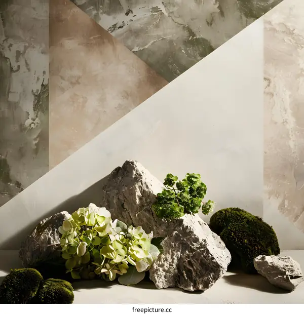 Abstract Stone and Plants Background