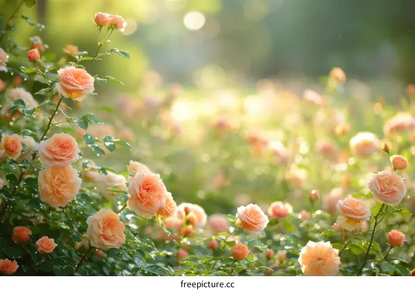 Field of orange roses