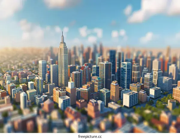 Miniature City Model: Skyscrapers and Residential Buildings