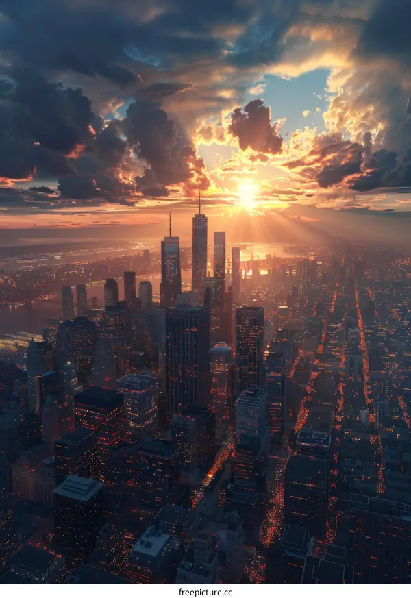 New York City Skyline at Sunset
