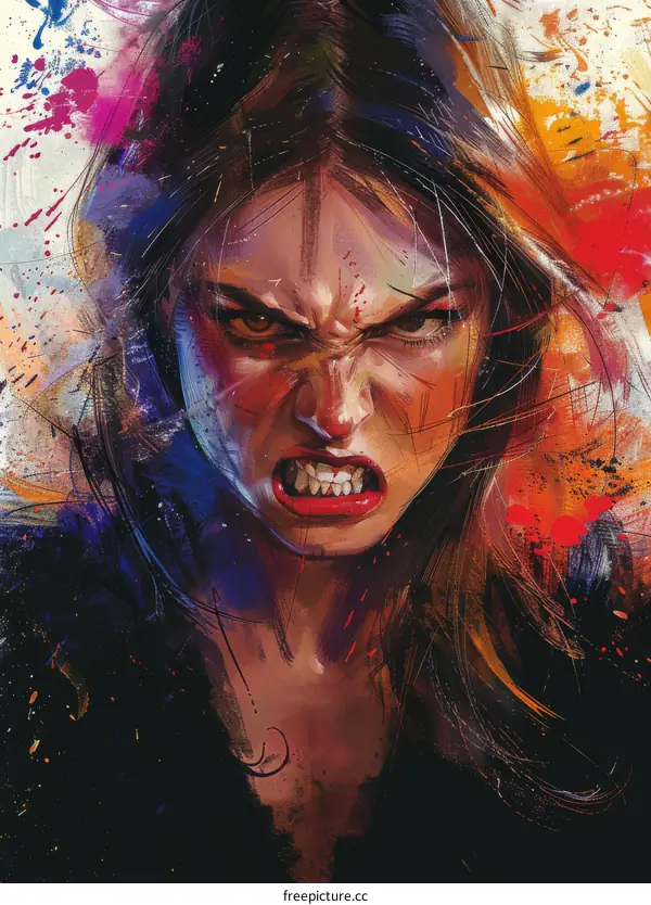 portrait of a fierce looking woman