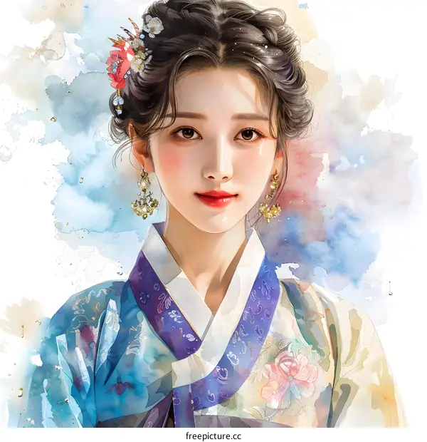 A beautiful Korean woman in traditional dress