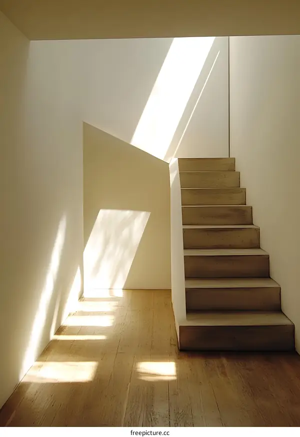 Minimalist Staircase with Light Streaks