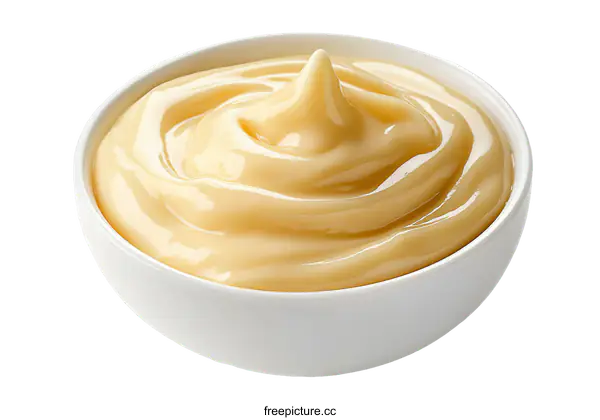 [Transparent Background PNG]Creamy Custard in a White Bowl