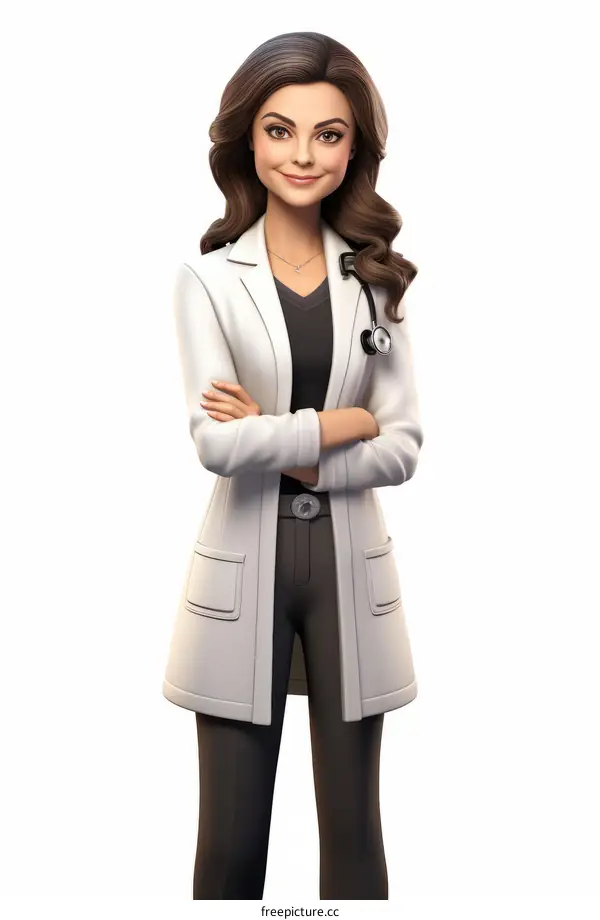 Female Doctor in White Lab Coat with Stethoscope
