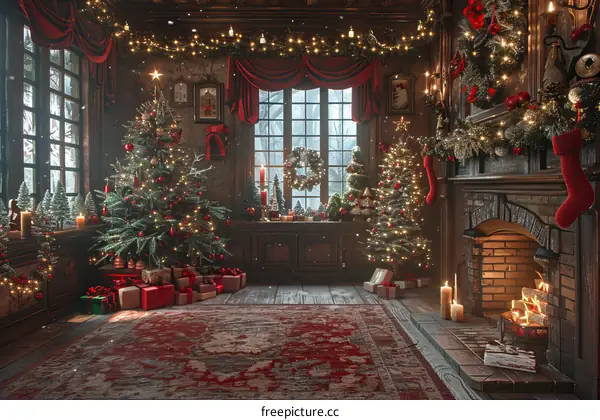 Cozy Living Room Decorated for Christmas