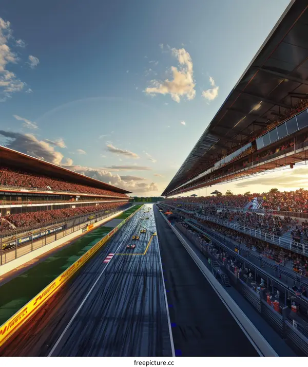 Formula One cars racing on a track