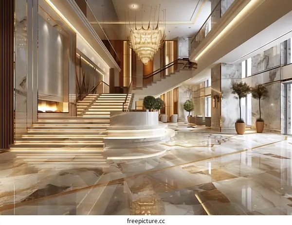 Staircase in a modern hotel lobby