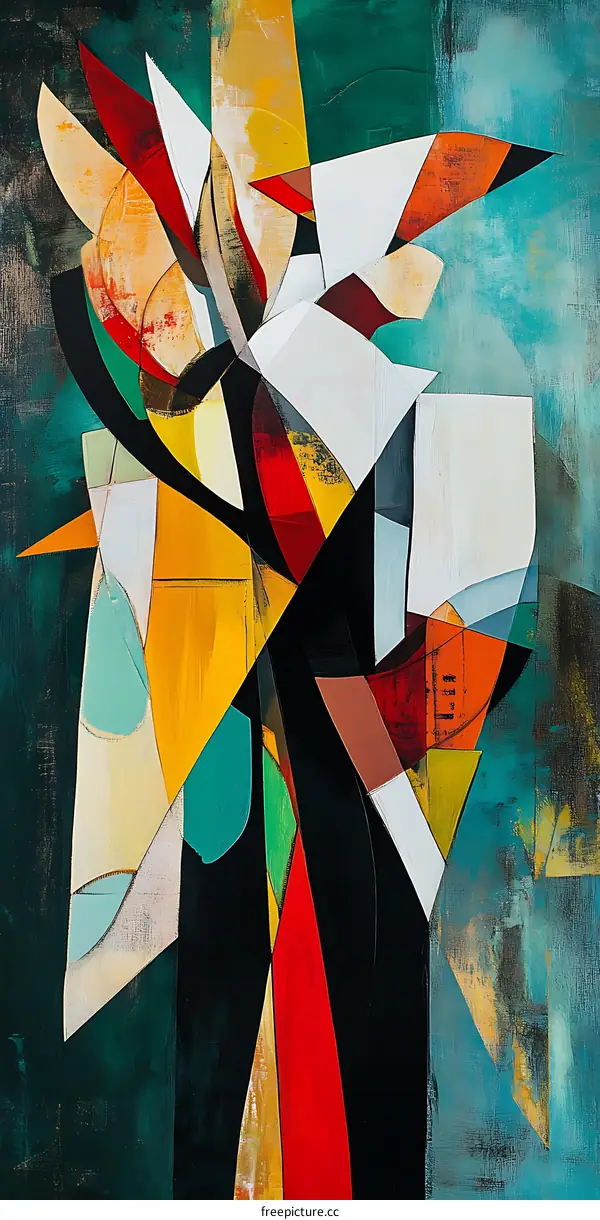 Abstract Painting of Colorful Geometric Shapes