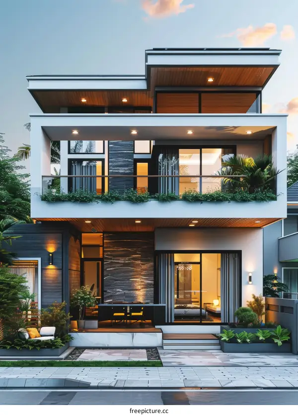 Modern Style Residence with Courtyard and Serene Garden