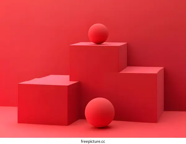 Red Minimalist Geometric Shapes Abstract Background