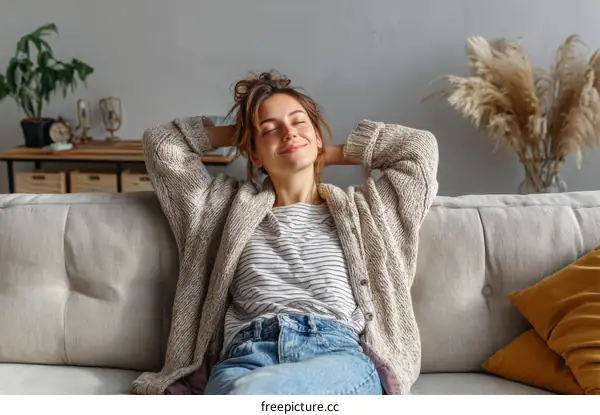Woman Relaxing on a Sofa