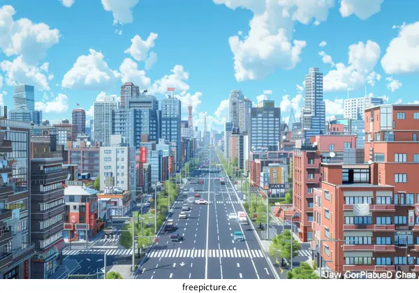 Cityscape Illustration with Modern Architecture