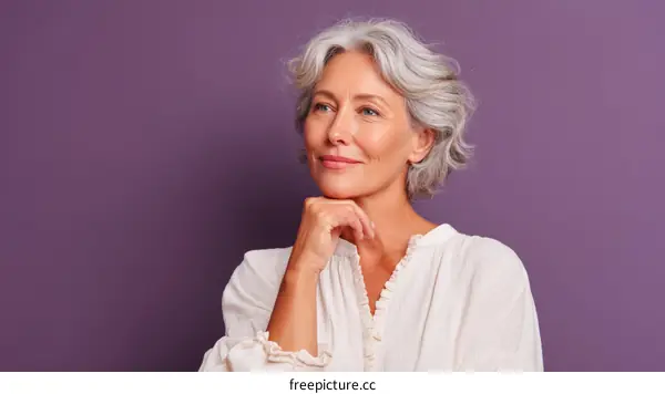 Mature Woman with Thoughtful Expression