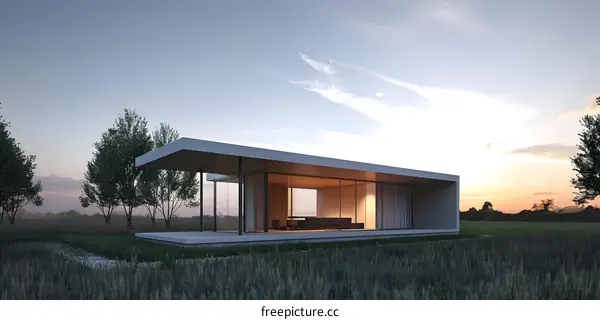 Modern Minimalist House Design with Large Windows