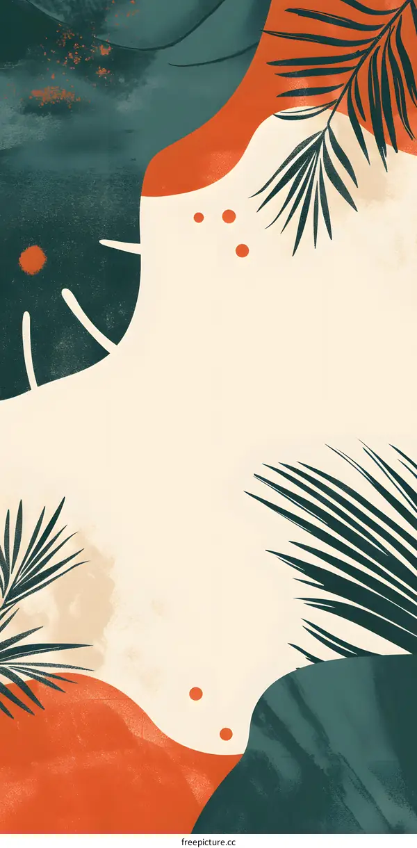 Abstract Background with Palm Leaves and Organic Shapes