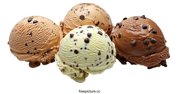 [Transparent Background PNG]Delicious Ice Cream Scoops with Chocolate Chips