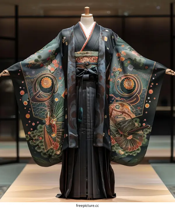 Traditional Japanese Kimono with Intricate Designs