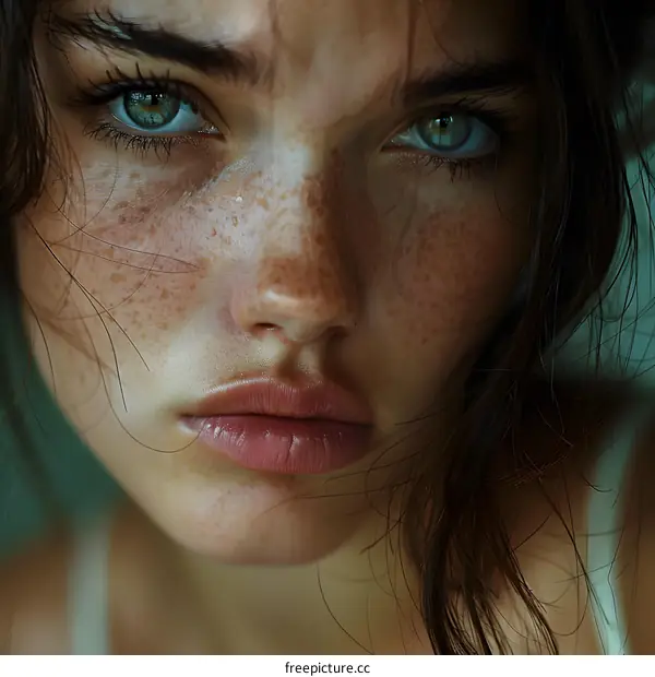 Close-up of a Freckled Girl
