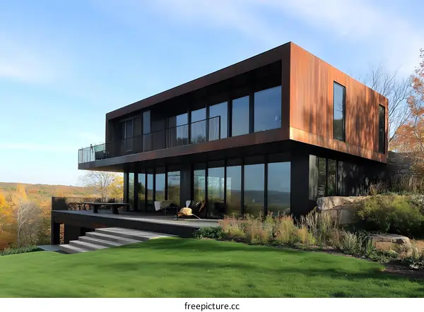 Modern Architecture House With Rusty Siding