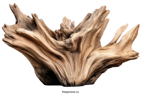 [Transparent Background PNG]Unique Driftwood Sculpture with Intricate Details