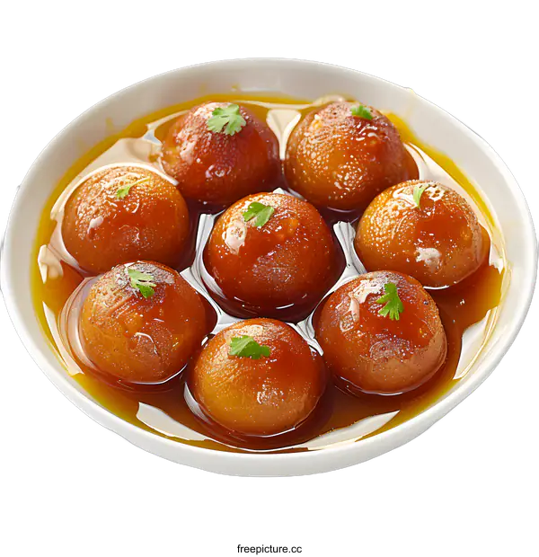 [Transparent Background PNG]Bowl of Gulab Jamun Indian Dessert