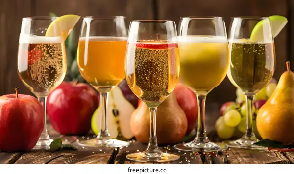 Sparkling Apple Cider with Pears and Grapes