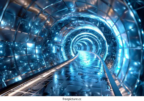 Blue and silver futuristic tunnel