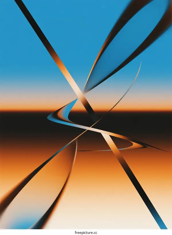 Abstract Curved Lines Against Gradient Sky and Ground