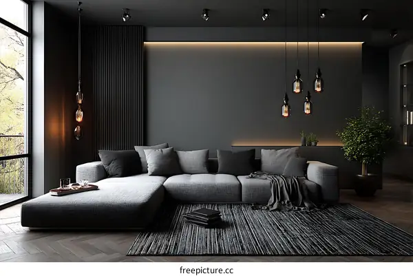 Modern Dark Gray Living Room Interior Design