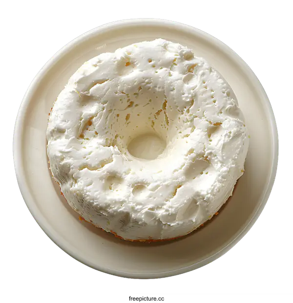 [Transparent Background PNG]White frosted bundt cake on white plate