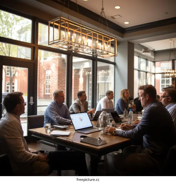 Business meeting of a group of people in a conference room