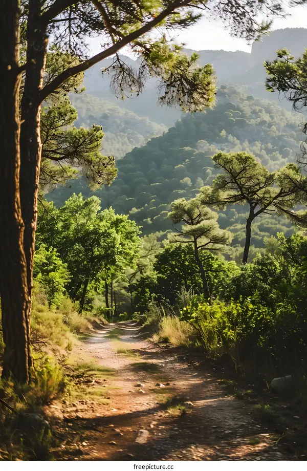 Forest Path Through Green Mountains